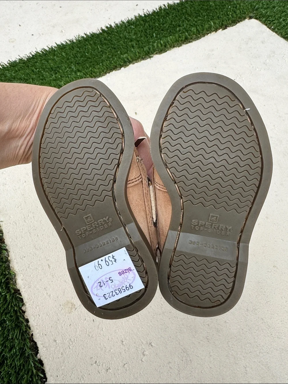 Sperry Kids Tan Suede Moccasins with Brown Laces